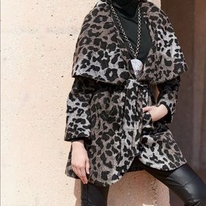 T Tahari Marla Leopard Wrap Coat